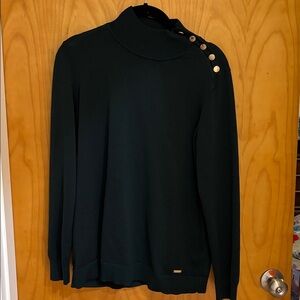 Calvin Klein Dark Green Knit with Gold Button Detail